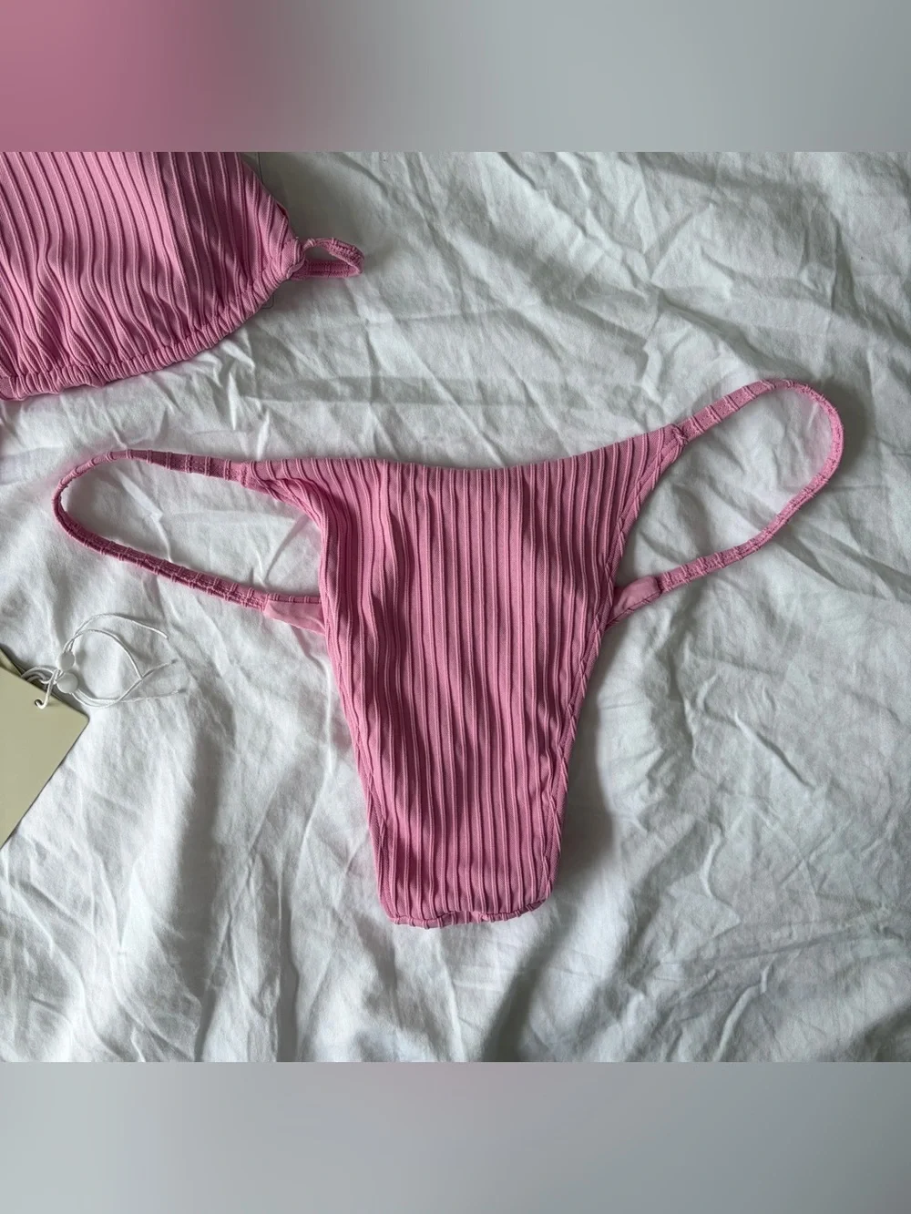 EUC MONDAY SWIMWEAR Kauai Top L Barbados Bottom M Cherry Blossom Matte Rib Pink
